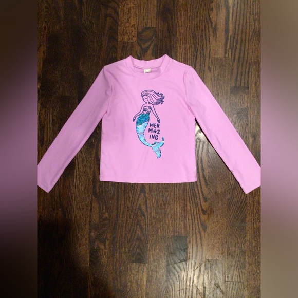 OSH KOSH - Sequin Mermaid Rashguard Swim top - Picture 1 of 2